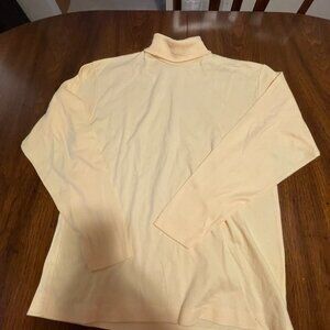 Soft Yellow Mock Neck/turtleneck Long Sleeve Top